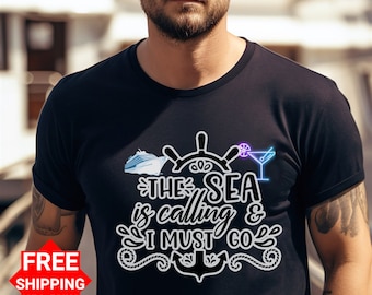 Kreuzfahrt-Urlaub-T-Stück, das Meer ruft T-Shirt Lustige Kreuzfahrt-Gruppe, kreuzende Ferien-Hemd, Kreuzfahrt-Urlaub-T-Shirt, Kreuzfahrt-Reise-Geschenk