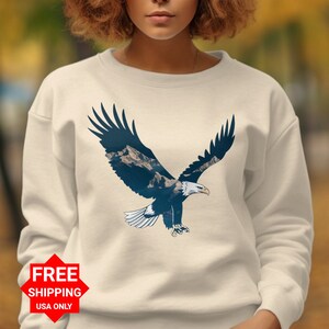 Majestic Eagle Mountain T-Shirt, Wild Animal Graphic Tee, Nature Lover Sweatshirt, Adventure Clothing, Outdoor Wildlife Apparel