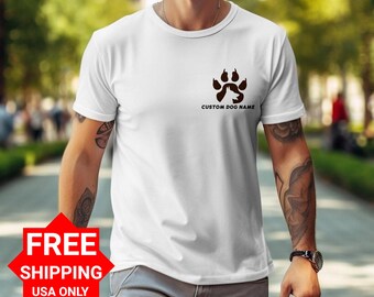 Personalized German Shepherd Pocket Dog Paw Print T-Shirt, Custom Pet Name Tee, Unique Animal Lover Gift, Soft Unisex T-Shirt or Sweatshirt