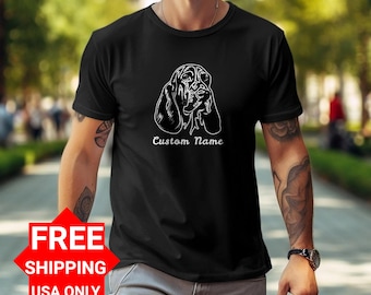 Camiseta Basset Hound com nome personalizado, presente personalizado para amantes de cães, camiseta para proprietário de animais de estimação, camisa gráfica unissex, top com ilustração de animais, roupa casual