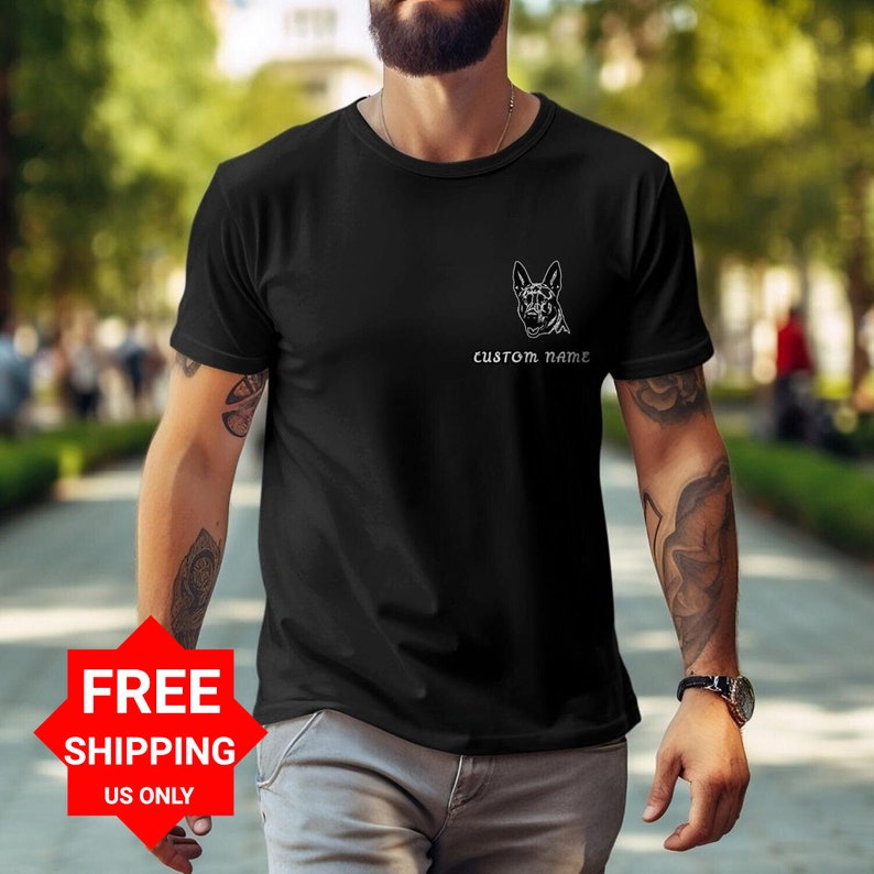 Custom Name Belgian Malinois T-Shirt, Personalized Dog Lover Tee, Unisex Pet Owner Gift, Animal Graphic Shirt, Custom Printed Sweatshirt image 1