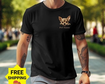 Linda sudadera de camiseta gráfica chihuahua, adorable camiseta de diseño de perro, regalo único para amantes de los animales, ropa temática de chihuahua para entusiastas de los perros