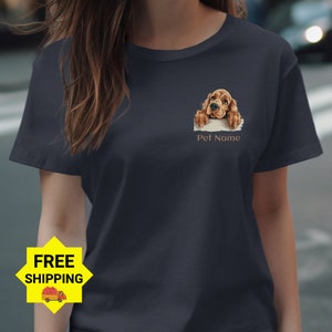 Cute Custom Cocker Spaniel T-Shirt, Personalized Pet Name Design, Cozy Dog Print Shirt, Puppy Face Sweatshirt, Dog Lover Gift, Pet Apparel
