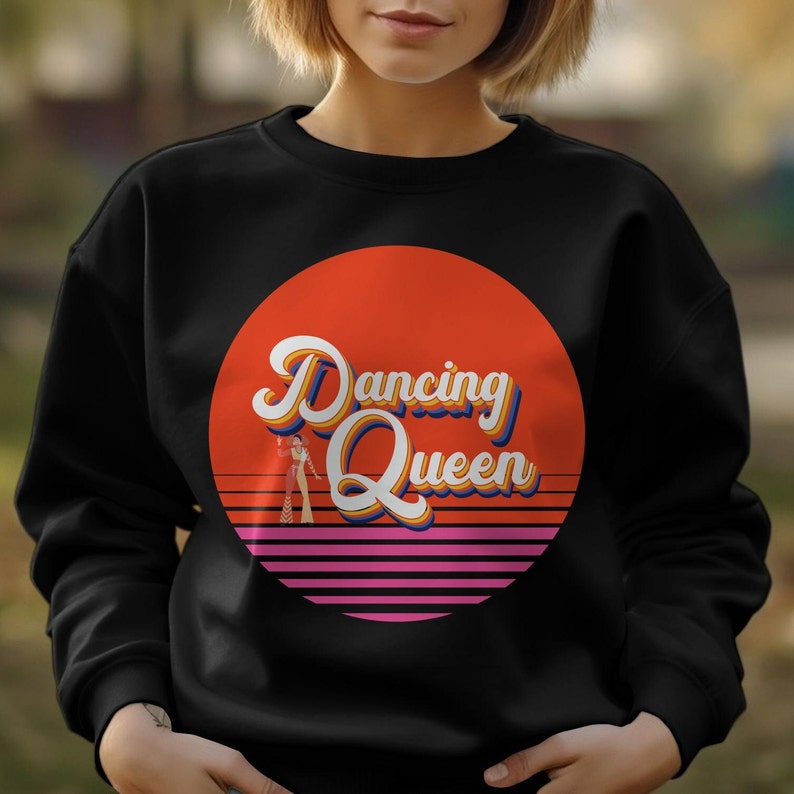 Retro Dancing Queen T-shirt, Vintage Disco Style Graphic Tee, Bold ...