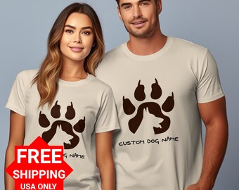 Custom German Shepherd Dog Paw Print T-Shirt,Personalized Pet Name Tee,Unique Dog Lover Gift,Unisex Tee or Sweatshirt for Animal Enthusiasts