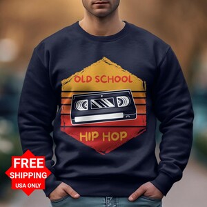 Old School Hip Hop T-Shirt, Retro Cassette Design Tee, Vintage Music Lover Gift, Colorful 80s 90s Style , Funny Rap Costume Party Sweatshirt