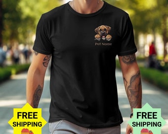 Personalisierter Mastiff-Welpe, der grafisches T-Shirt späht, personalisierter Mastiff-Liebhaber-Sweatshirtgeschenk, individuelles Haustier-Namen-T-Stück, niedliches Tierliebhaber-Hemd