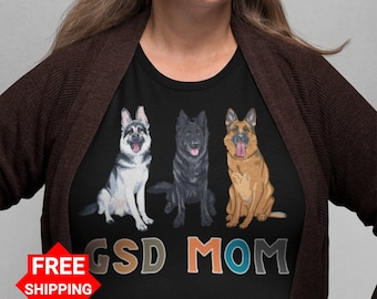 Shirt GSD moeder, uniseks, comfortkleuren, shirt Duitse herder, shirt herder eigenaar, shirt hond moeder, cadeaus voor hondenmoeder, herder cadeau voor haar