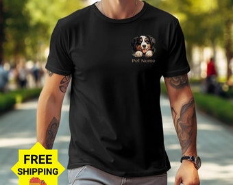 Custom Bernese Mountain Dog T-Shirt, Custom Pet Name Shirt, Dog Lover Graphic Tee, Personalized Bernese Dog Sweatshirt, Unique Pet Art Gift