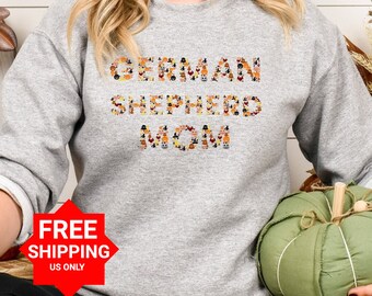 Halloween German Shepherd Sweatshirt for Mom with funny spooky font. Dog Lover Shirt and German Shepherd gifts. German Shepherd fall sweater