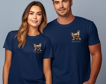 French Bulldog Mom Dad Shirt, Personalized Pet Portrait Tee, Custom Name Gift