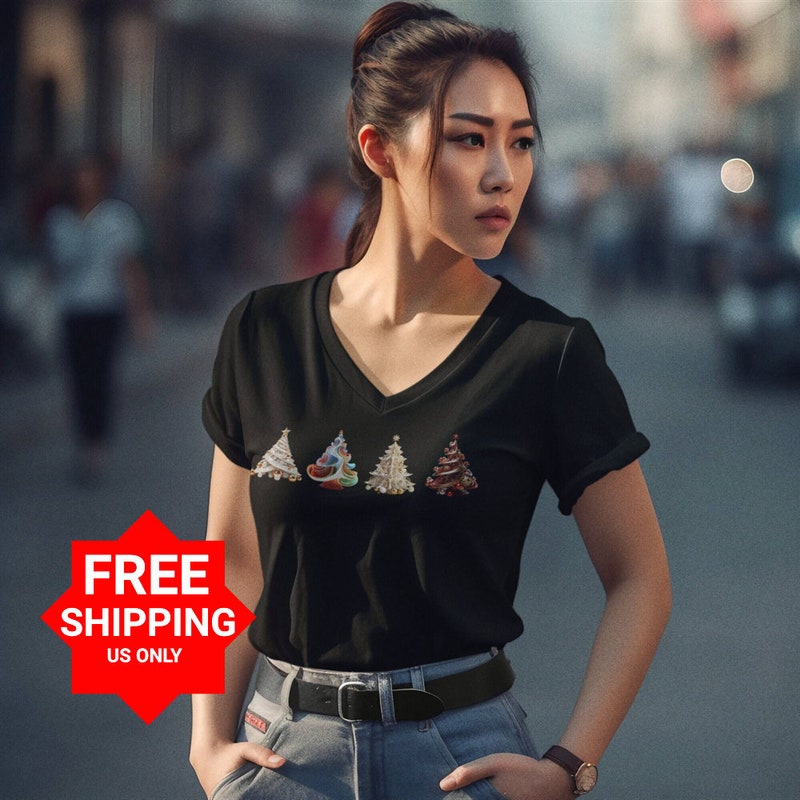 Women's Christmas V-neck Tops main image 1