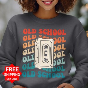 Retro Cassette Tape Old School Vintage Style Graphic T-Shirt, Unique Hip Hop 80s 90s Music Lover Gift, Funny Rap Costume Party Sweatshirt