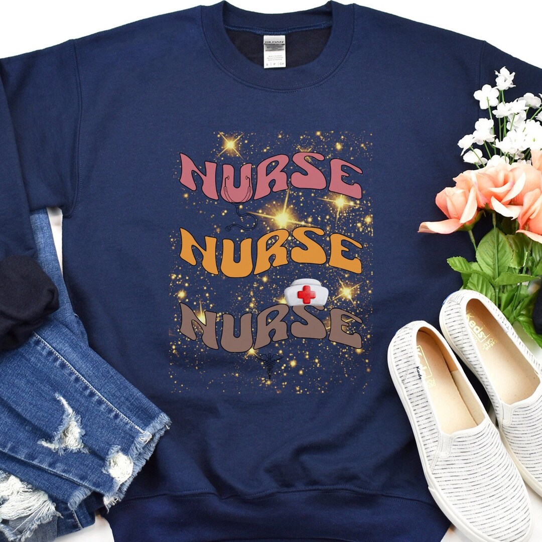 Groovy Retro Nurse Sweatshirt,rn Fun Shirt Great for Fall and Holidays ...