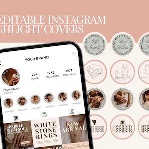 50 Editable Jewelry Instagram Highlight Covers | Customizable Icons for Jewelry Business & Boutique Branding