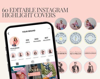 Fashion Instagram Highlight Covers: Apparel Brand Icons (Canva Editable, Digital Download