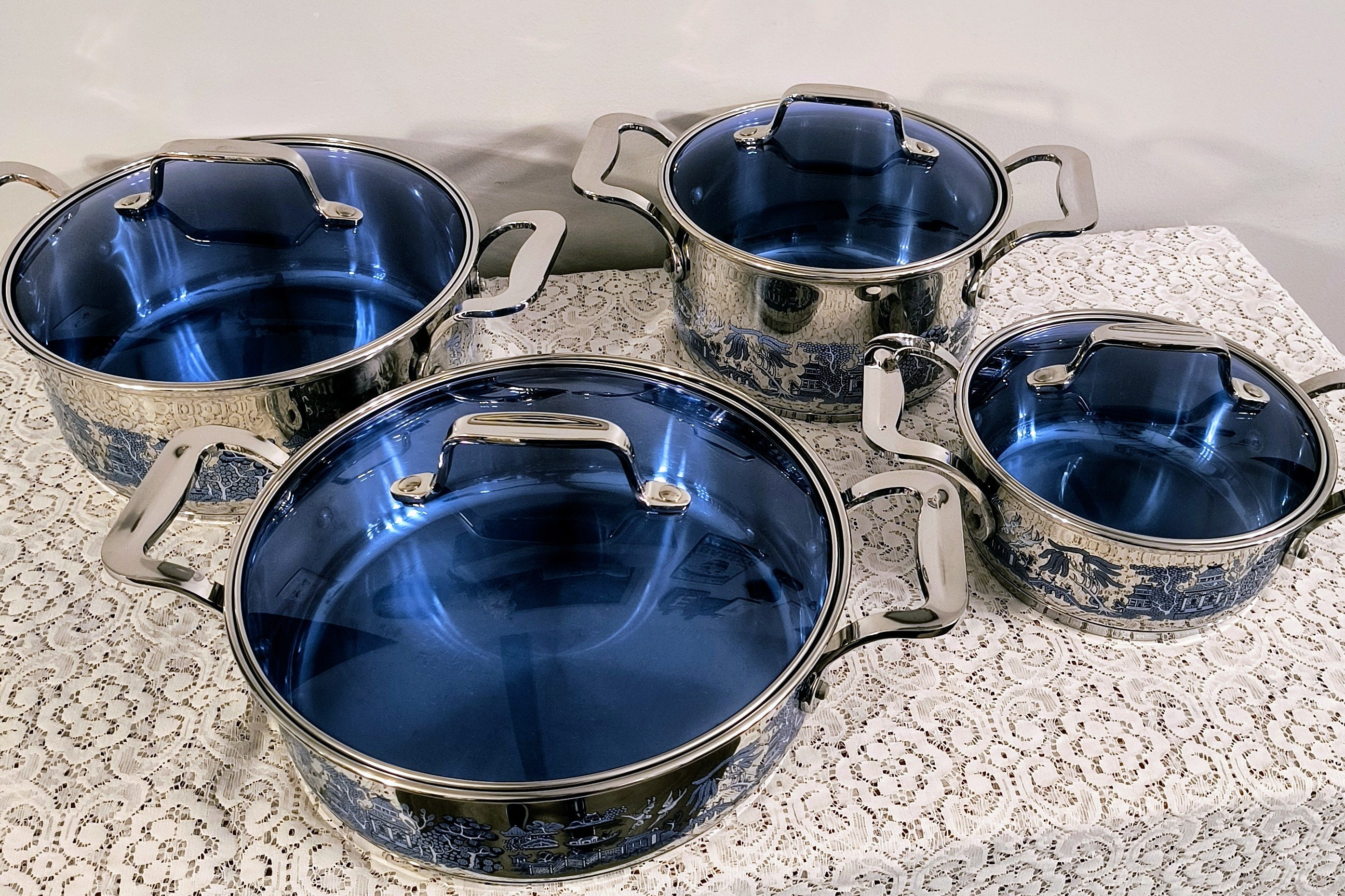 Vintage Blue Willow 18/10 Stainless Steel Cookware Etsy
