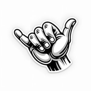 Shaka Hand vinyl STICKER | surfing, kitesurfing culture sticker | (waterproof, sun and scratch resistant sticker)