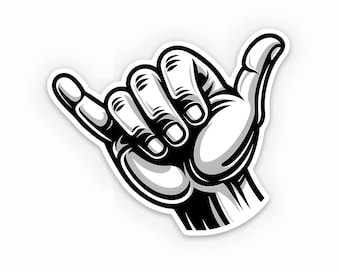 Pegatina de vinilo Shaka Hand / Pegatina de cultura del surf y el kitesurf / (Pegatina resistente al agua, al sol y a los arañazos)