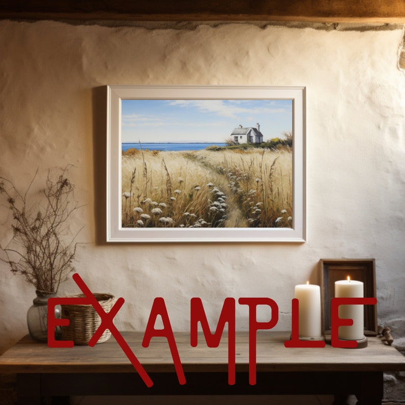 Cottagecore Horizontal Wall Frame Mockup, Landscape Wall Mockup, Rustic