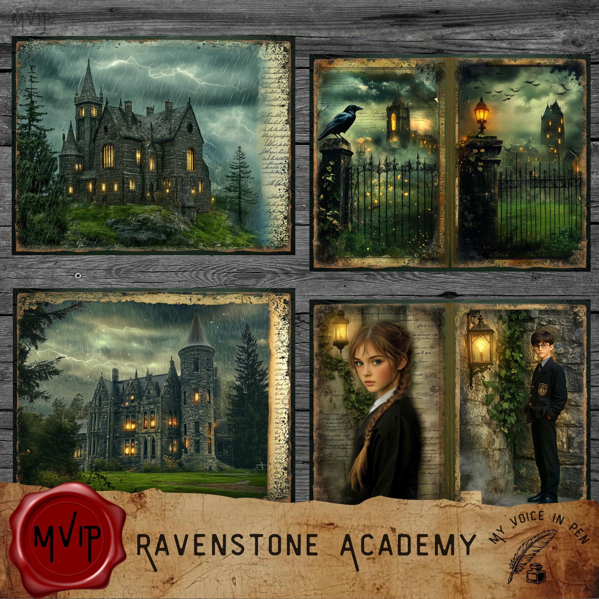 Ravenstone Academy Junk Journal Pages; School of Magic, Wizard Ephemera ...