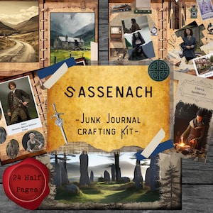 Kit de diario basura Sassenach, kit de manualidades escocesas, scrapbooking celta, efímeras Sassenach, papel imprimible, collage, páginas de diario basura