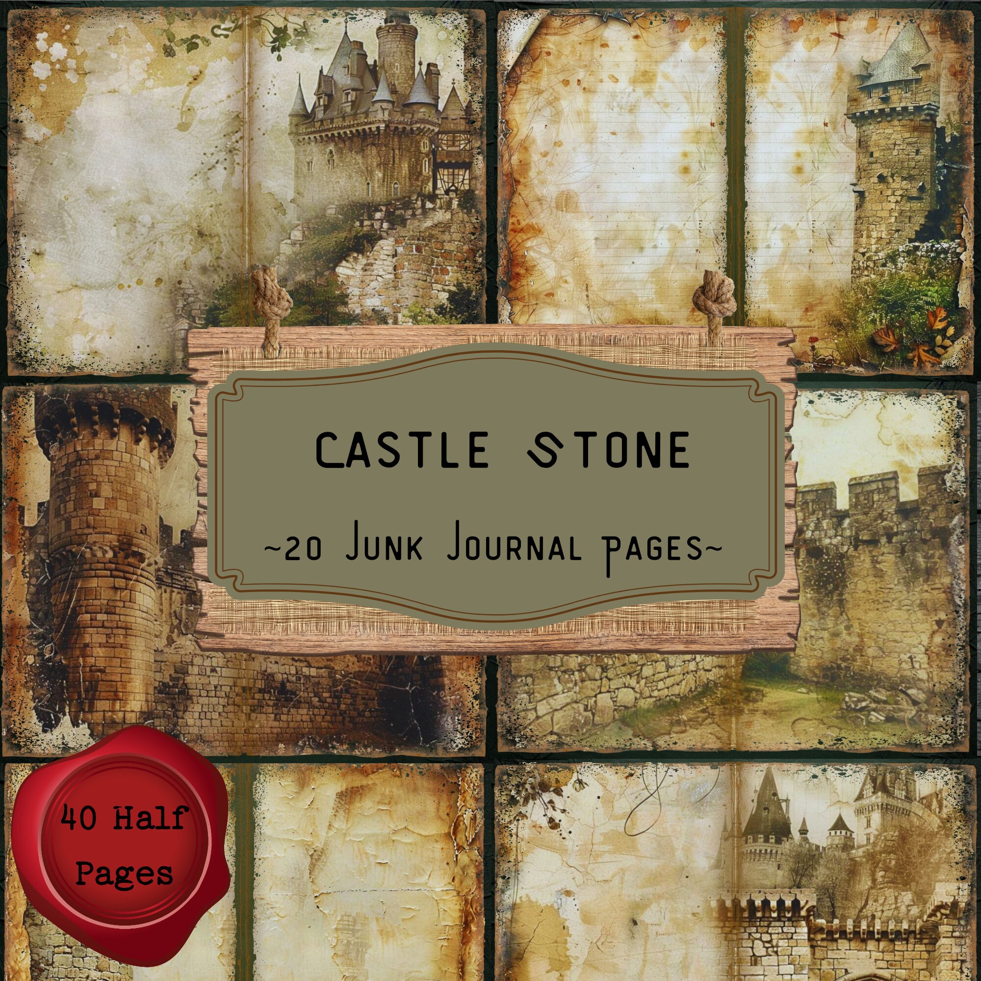 Castle Stone Junk Journal Pages, Medieval Crafting Kit, Vintage ...