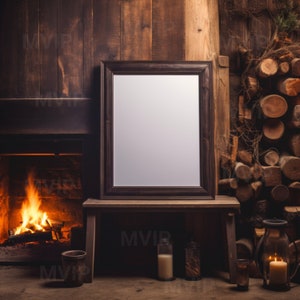 Rustic Woodshop Wall Art Mockup, Winter Frame Mockup, Western Art Mockup Frame, Cabin Wall Mockup, Photo Frame Mockup INSTANT Download