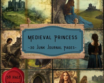 Medieval Junk Journal Kit: Fairytale Kingdom, Celtic Fantasy Princess Scrapbooking Kit (Digital Download)