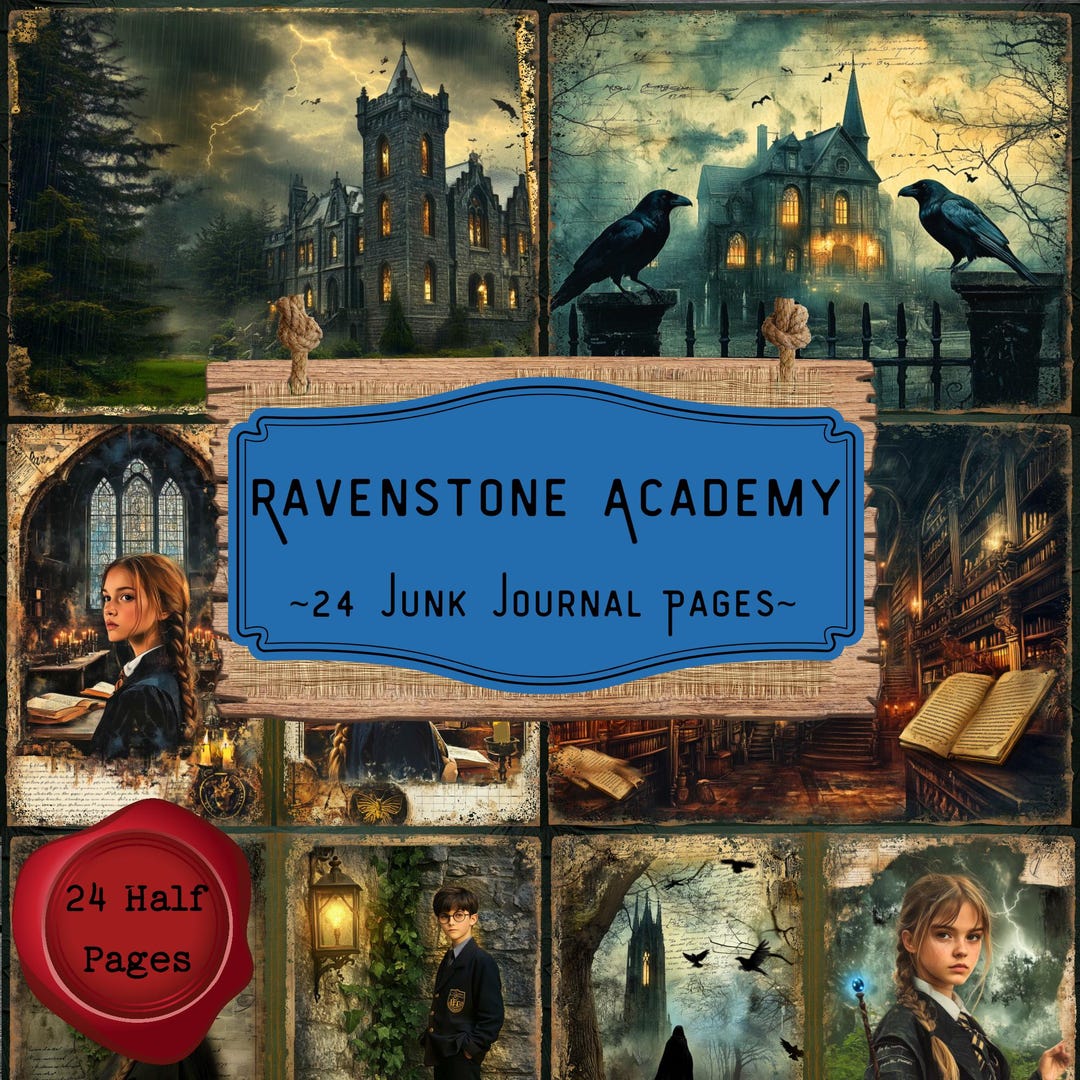 Ravenstone Academy Junk Journal Pages; School of Magic, Wizard Ephemera ...