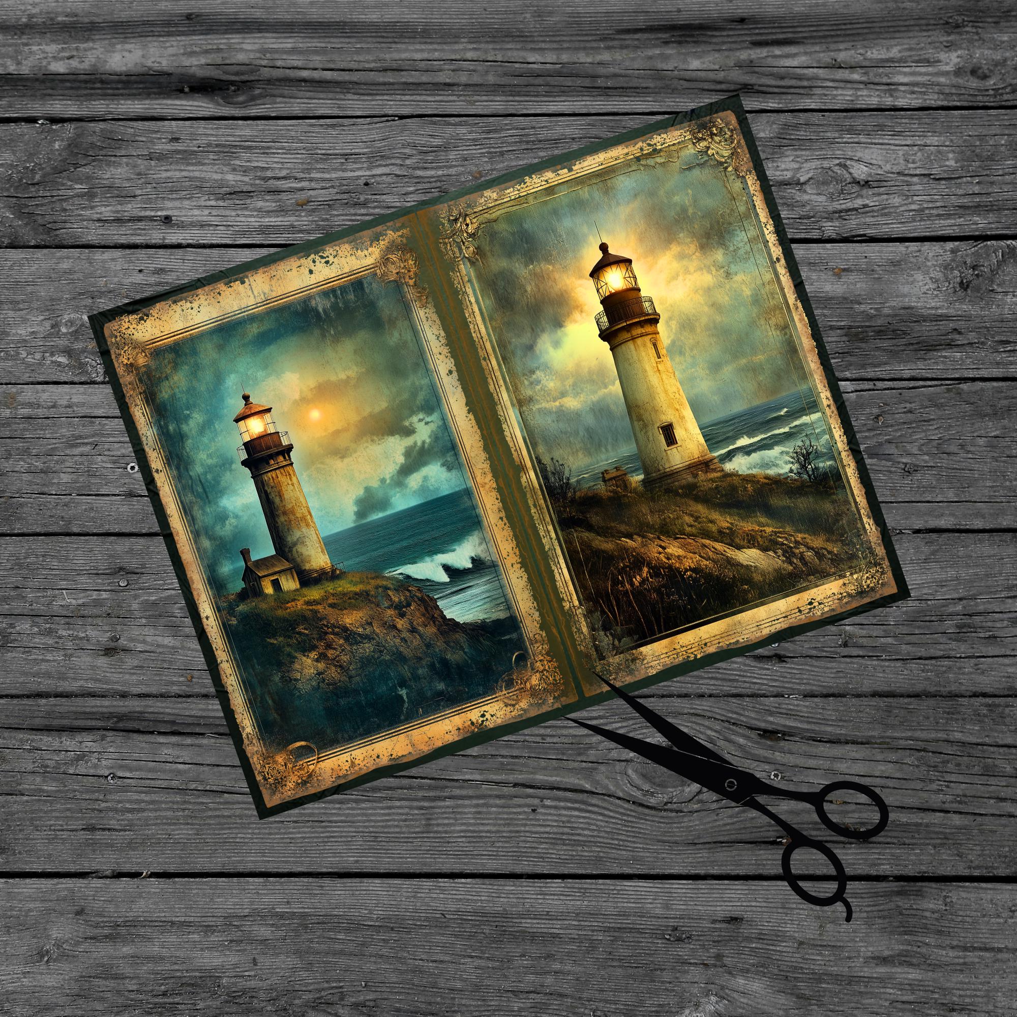 The Lighthouse Junk Journal Pages: Nautical Ocean Scrapbooking Kit ...