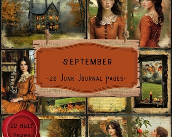 September Junk Journal Pages: Apple Orchard Harvest, Cozy Autumn Scrapbooking Papers (Digital Download)