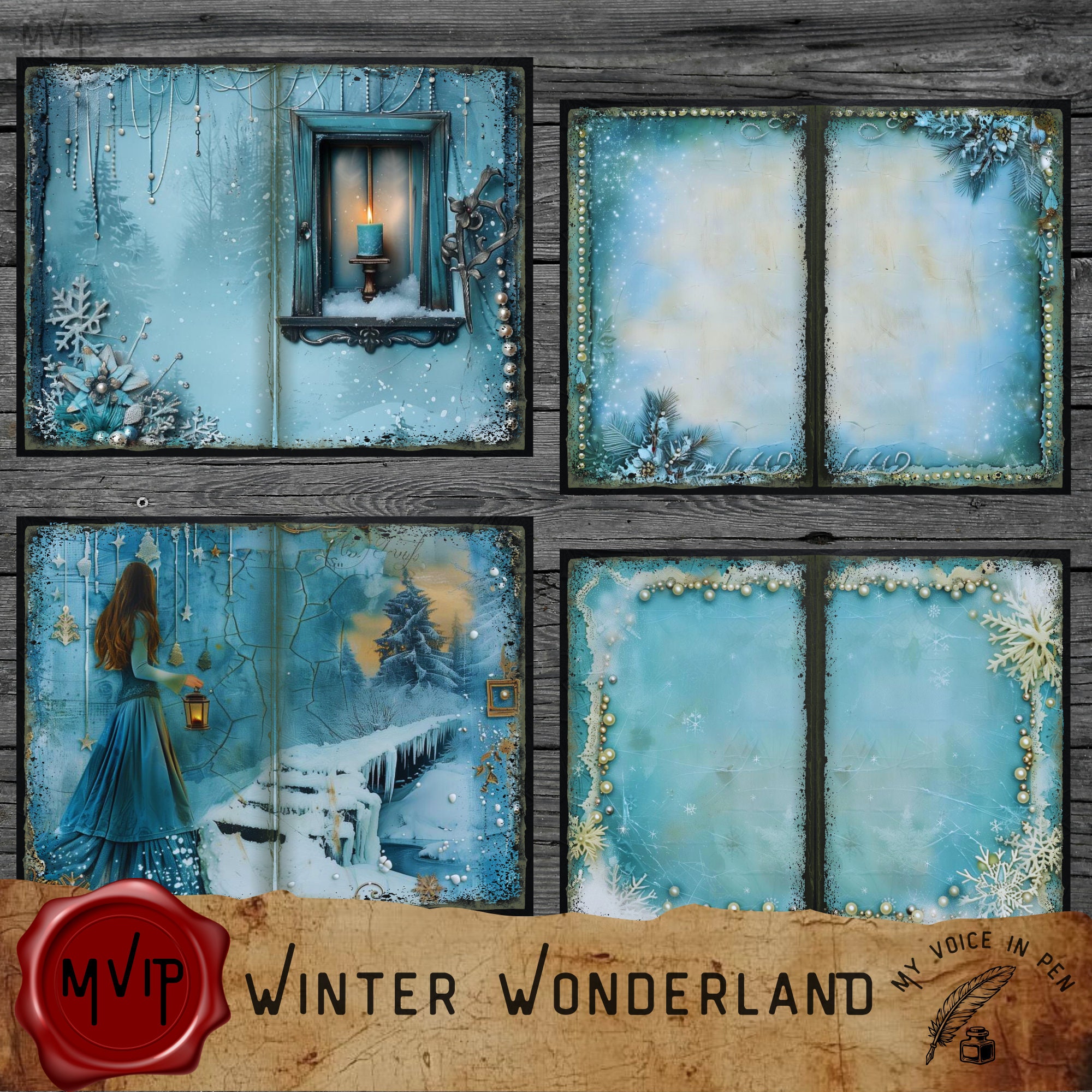 Winter Wonderland Junk Journal Pages, Printable Winter Digital Papers ...