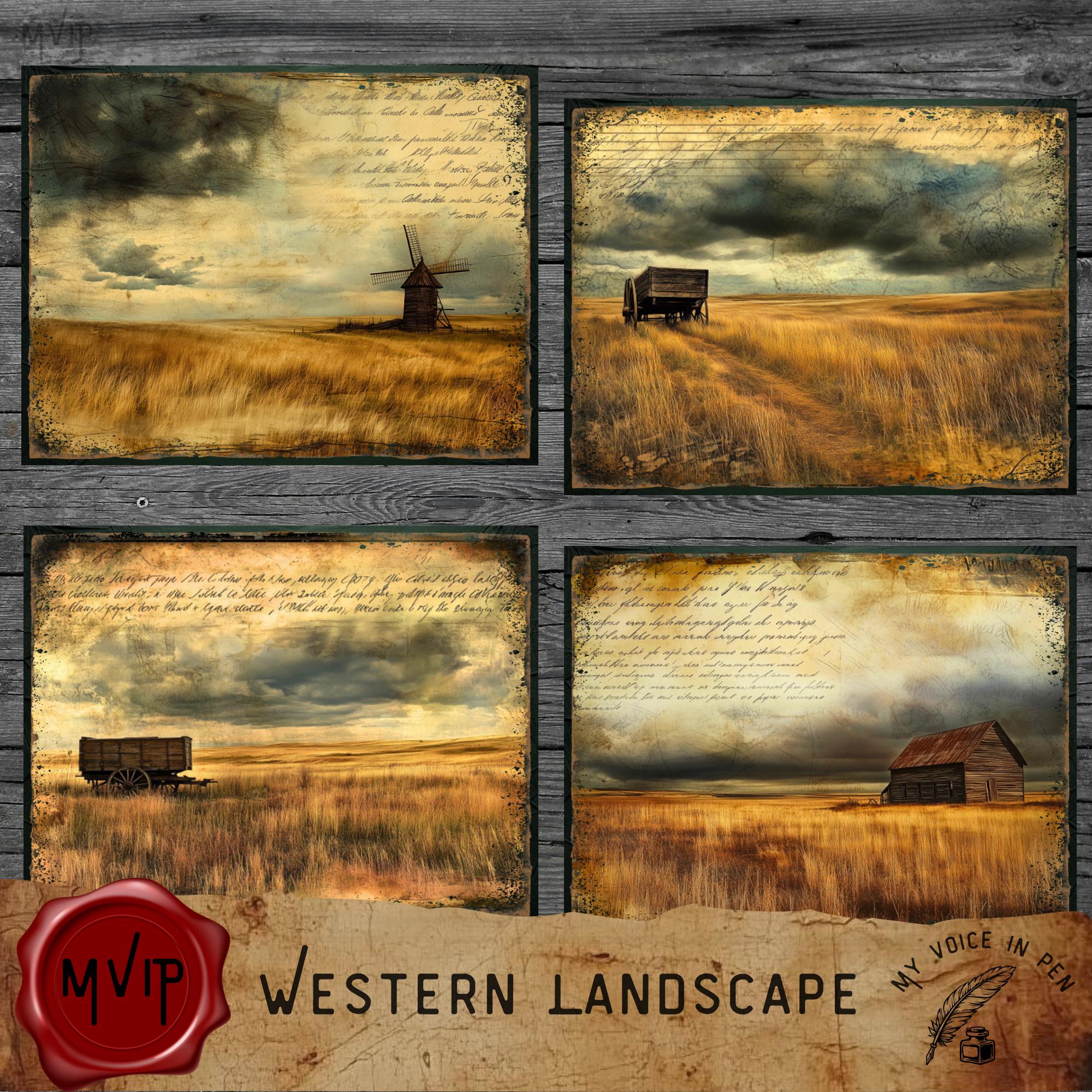 Western Landscape Junk Journal Pages, Rustic Pioneer Scrapbooking Kit ...