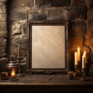 Antique Wall Frame Mockup, Vintage Art Mock Up, Dark Academia Frame Mock Up, Castle Stone, Moody Art Mockup, Unique Victorian Framed Mock Up