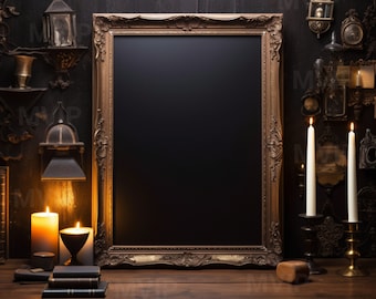 Antique Frame Mockup, Vintage Art Mock Up, Dark Academia Frame Mock Up, Moody Art Mockup, Unique Victorian Framed Mock Up, Wall Frame Mockup