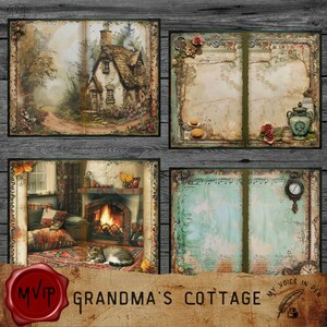 Grandma's Cottage Junk Journal Pages, Cozy Cabin Scrapbook Pages ...