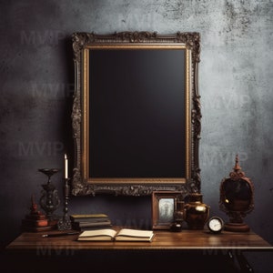 Dark Academia Frame Mockup, Gothic Antique Mock Up, Vintage Art Mock Up, Moody Mockup, Unique Victorian Framed Mock Up, Wall Frame Mockup
