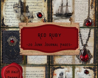junkjournal【antique Red】 Vintage Junk Journal | Handmade Journal | Junk Journal Gold