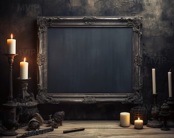 Dark Academia Horizontal Frame Mockup, Landscape Gothic Antique Mockup, Vintage Art Mockup, Dark Moody Mockup, Unique Victorian Frame Mockup
