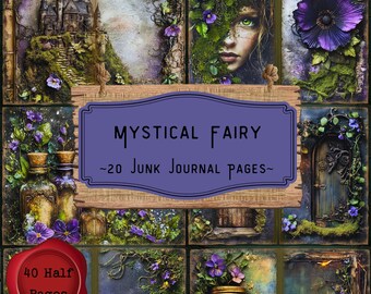Mystical Fairy Junk Journal Pages, Enchanted Woods Ephemera, Magical Nature Forest, Digital Scrapbooking Printable Journal Kit, Whimsical