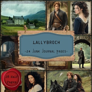 Pagine di diario di Lallybroch Junk, kit di scrapbooking digitale Sassenach, Highlands scozzesi, carta stampabile vintage, kit di artigianato celtico da scaricare