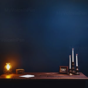 Blank Wall Mockup, Empty Wall Mockup, Dark Blue Wall Mockup, Living Room Wall Mockup, Empty Space Wall Mockup, Candelight Wall Mockup