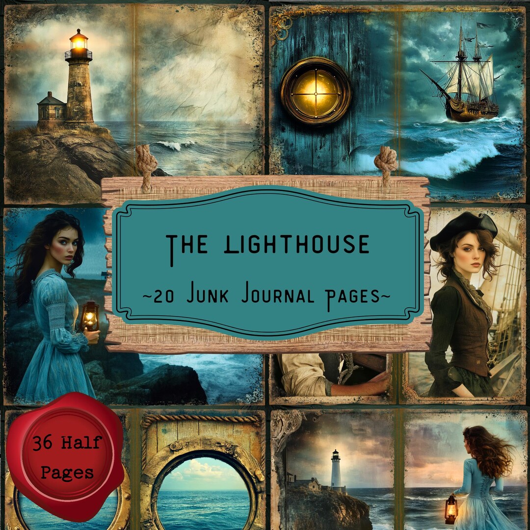 The Lighthouse Junk Journal Pages: Nautical Ocean Scrapbooking Kit ...