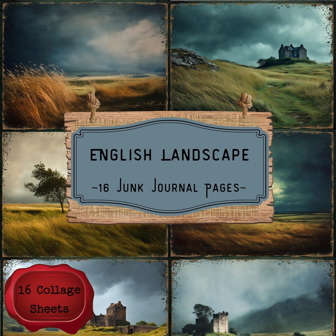 English Landscape Junk Journal Pages, Moody Rainy Countryside ...