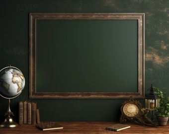 Industrial Horizontal Frame Mockup, Victorian Antique Frame Mockup, Vintage Art Mockup, Dark Academia Moody Mockup, Landscape Frame Mockup