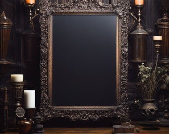 Dark Academia Frame Mockup, Gothic Frame Mock Up, Vintage Art Mock Up, Moody Antique Mockup, Unique Frame Mock Up, Blank Frame Wall Mockup