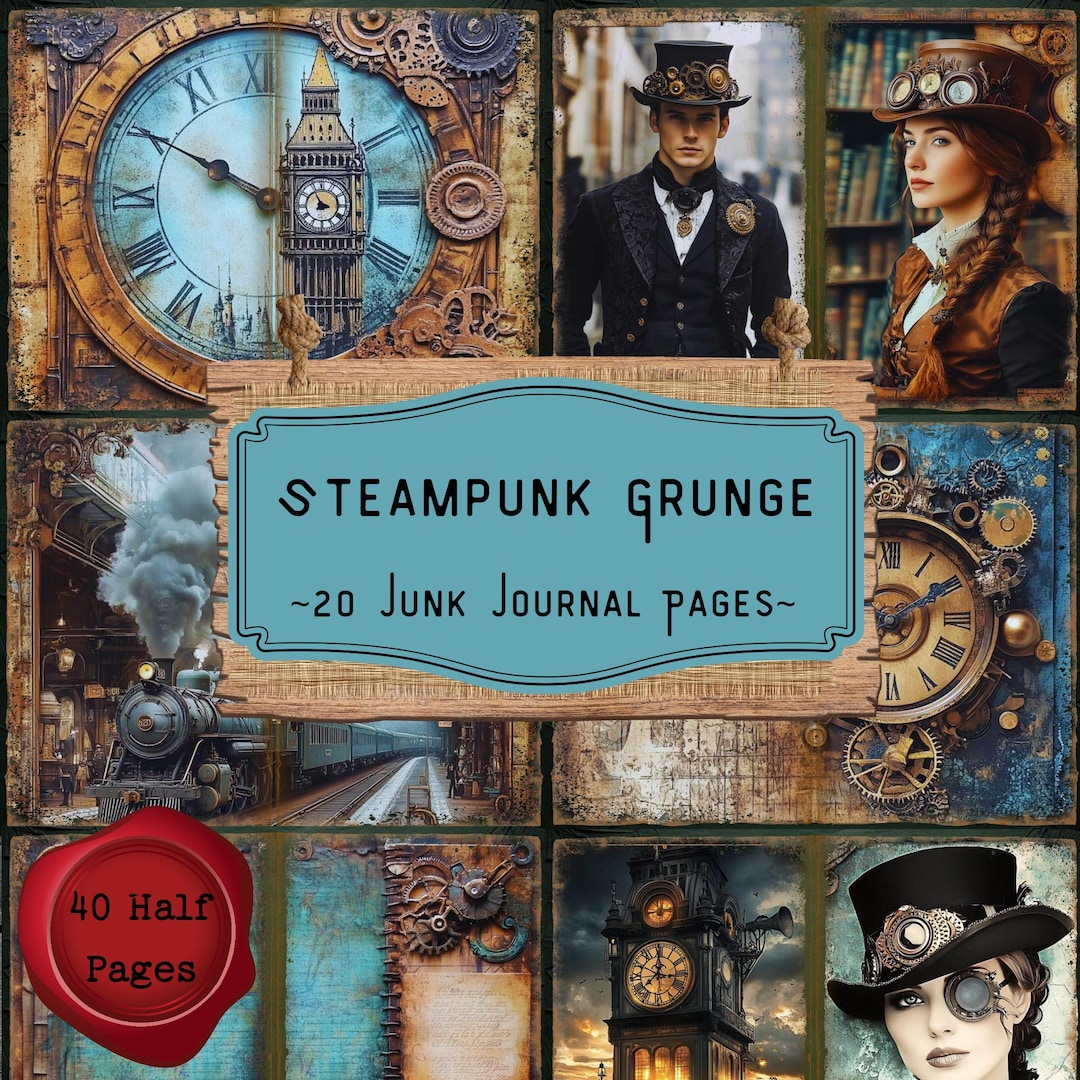 Steampunk Junk Journal Pages: Industrial Mechanical Grunge Victorian ...