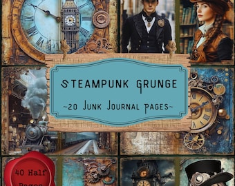 Pagine di diario Steampunk Junk: kit per scrapbooking vittoriano grunge meccanico industriale (download digitale)
