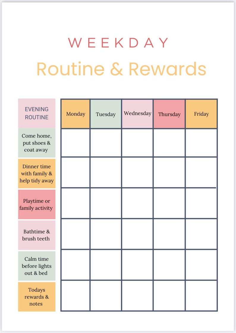Toddler Routine Chart | Weekly Planner, AM/PM Schedule (PDF Download ...